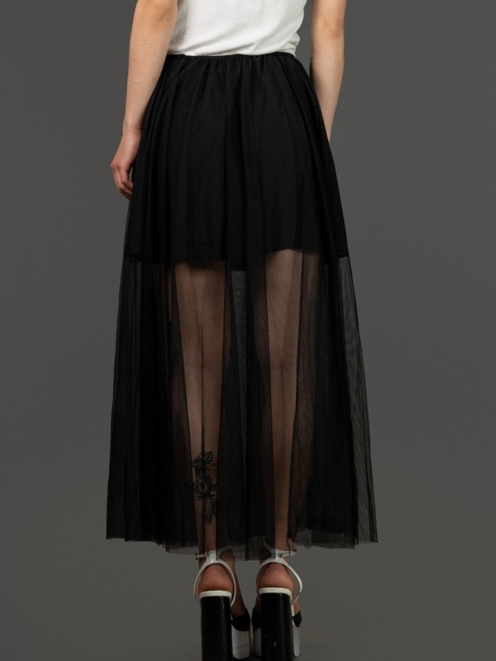 Sheer Black Maxi Tulle Skirt